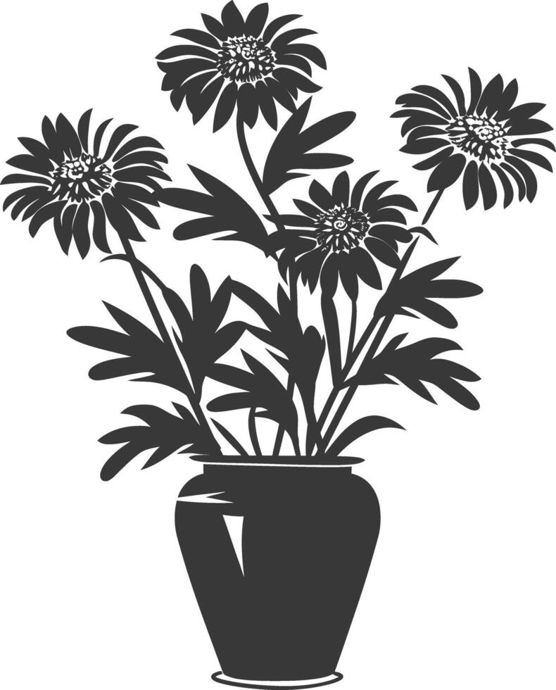 ai generado silueta aster flor en el florero negro color solamente vector