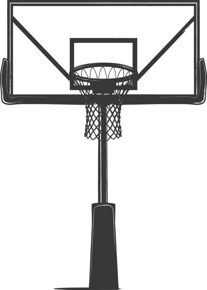 AI generated silhouette basketball ground hoop black color only vector