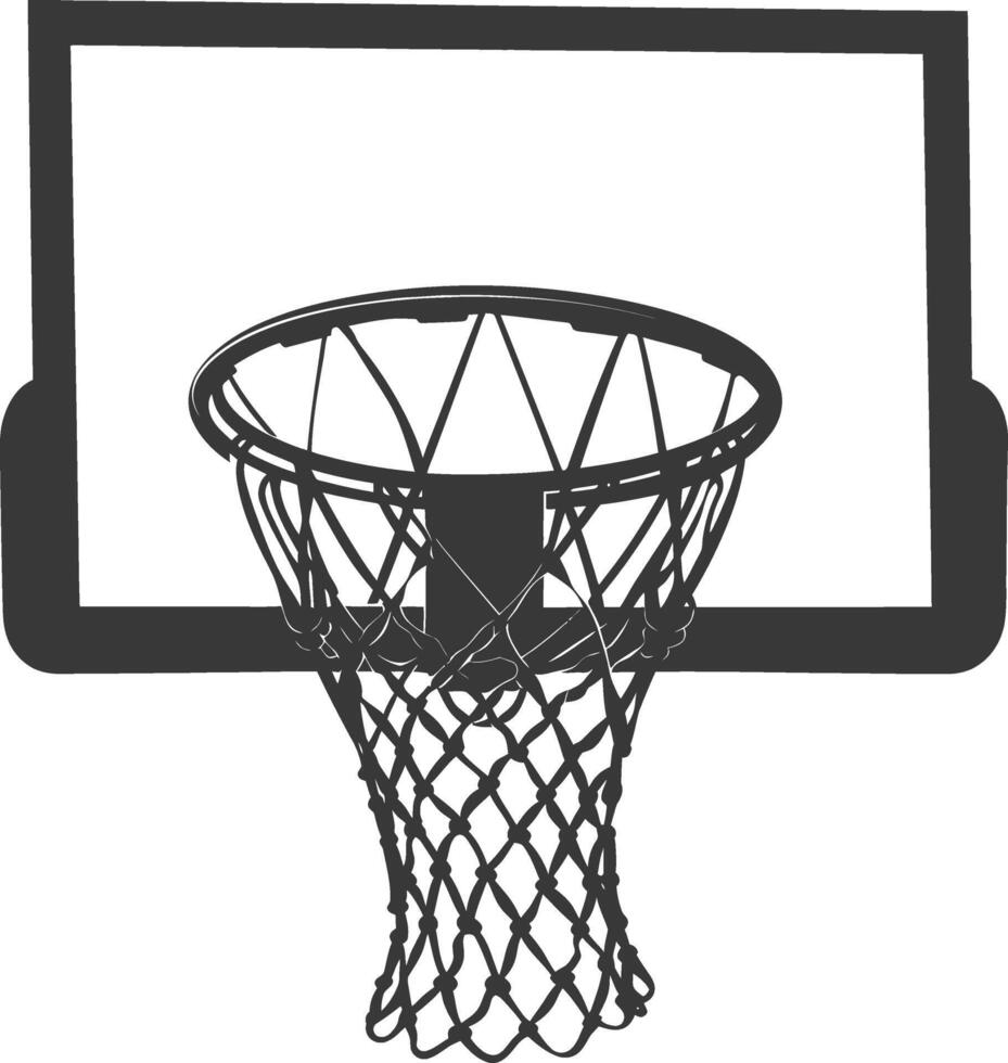 AI generated silhouette basketball ground hoop black color only vector