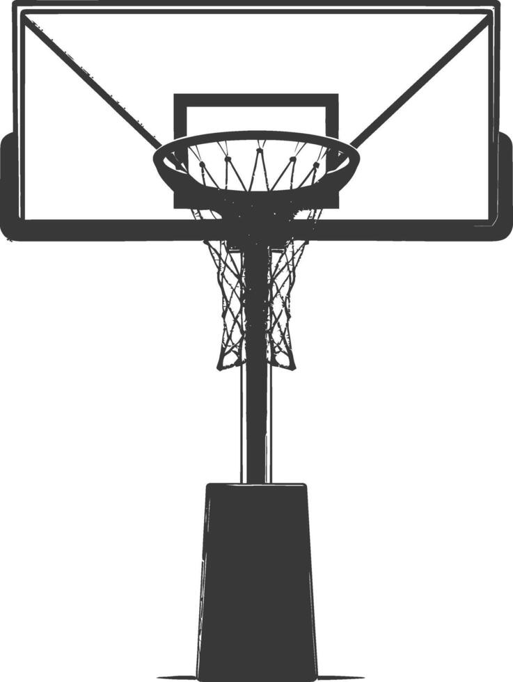 AI generated silhouette basketball ground hoop black color only vector