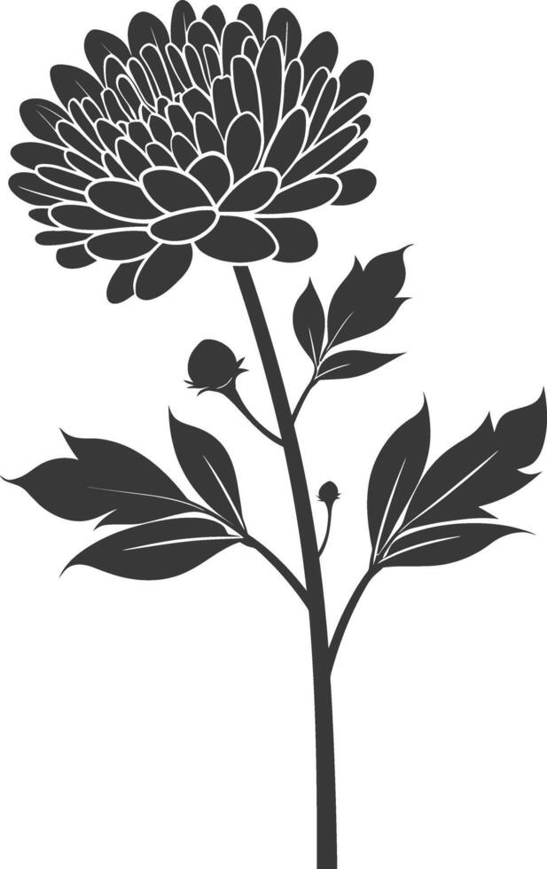 AI generated Silhouette aster flower black color only vector