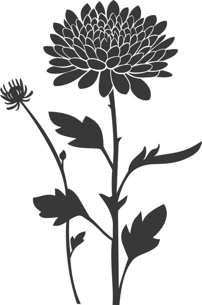 ai generado silueta aster flor negro color solamente vector