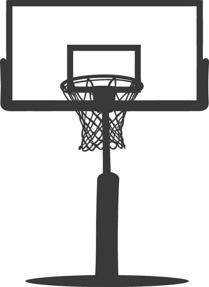 AI generated silhouette basketball ground hoop black color only vector