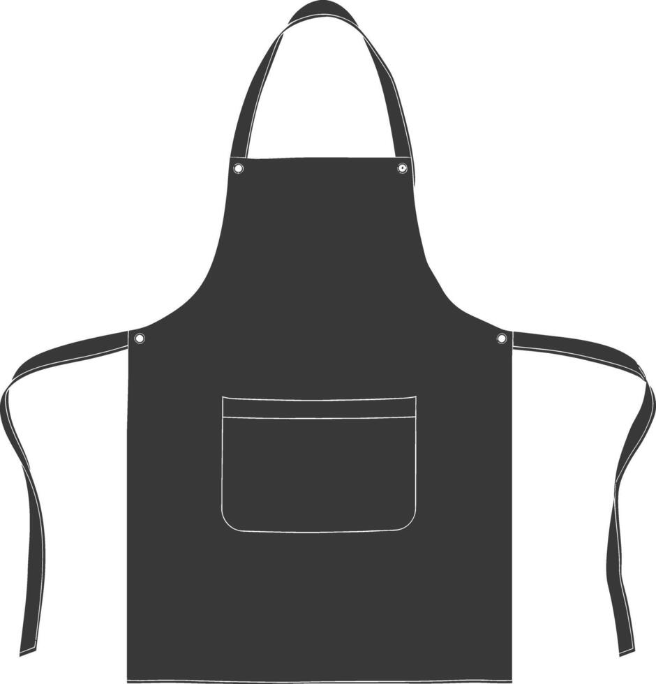 AI generated Silhouette apron kitchen equipment black color only vector