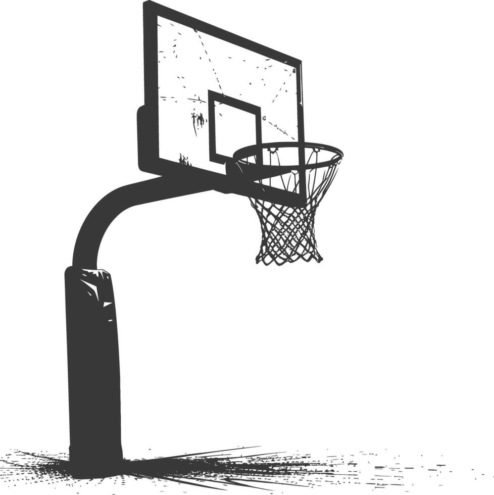 AI generated silhouette basketball ground hoop black color only vector