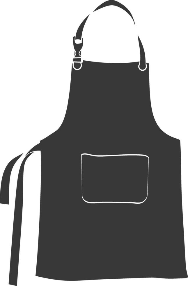 AI generated Silhouette apron kitchen equipment black color only vector