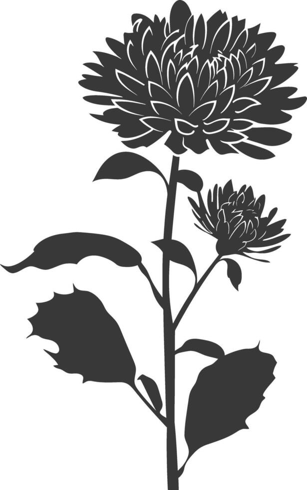 AI generated Silhouette aster flower black color only vector