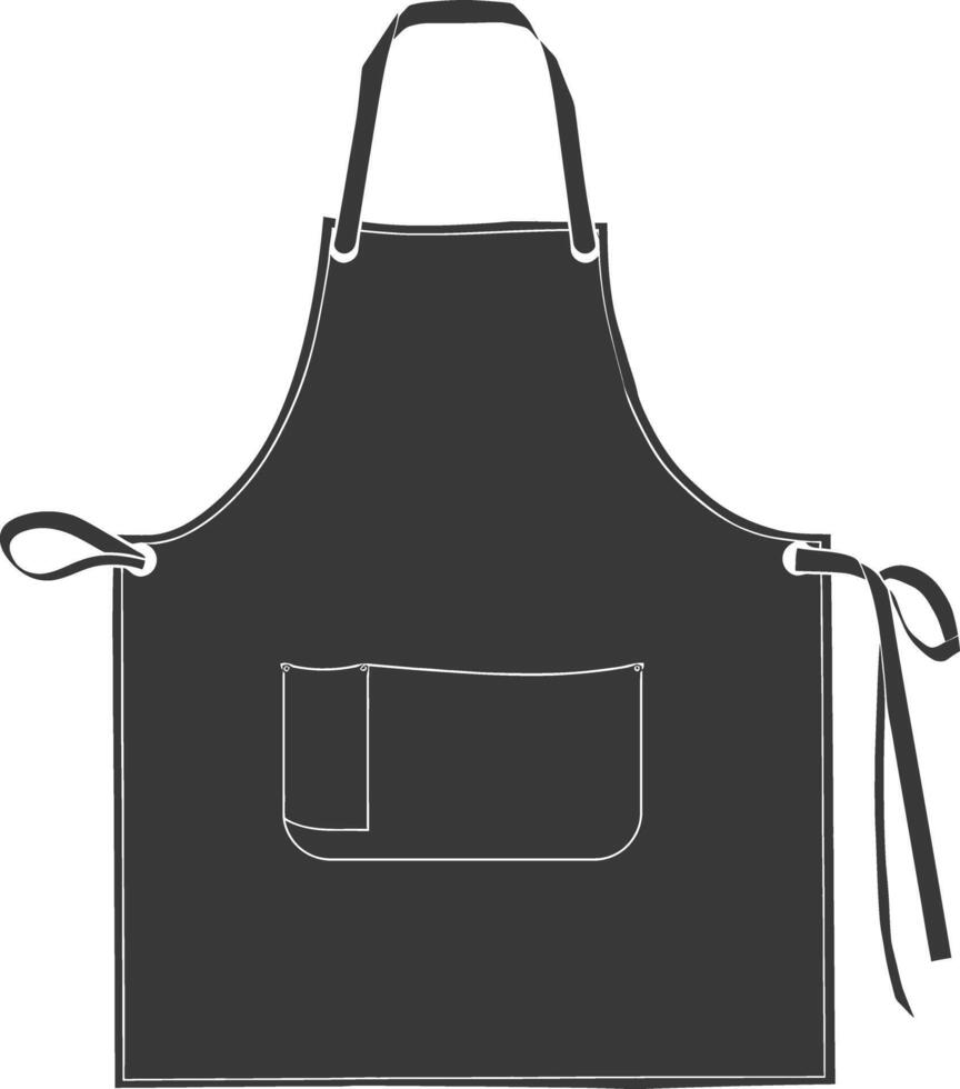 AI generated Silhouette apron kitchen equipment black color only vector