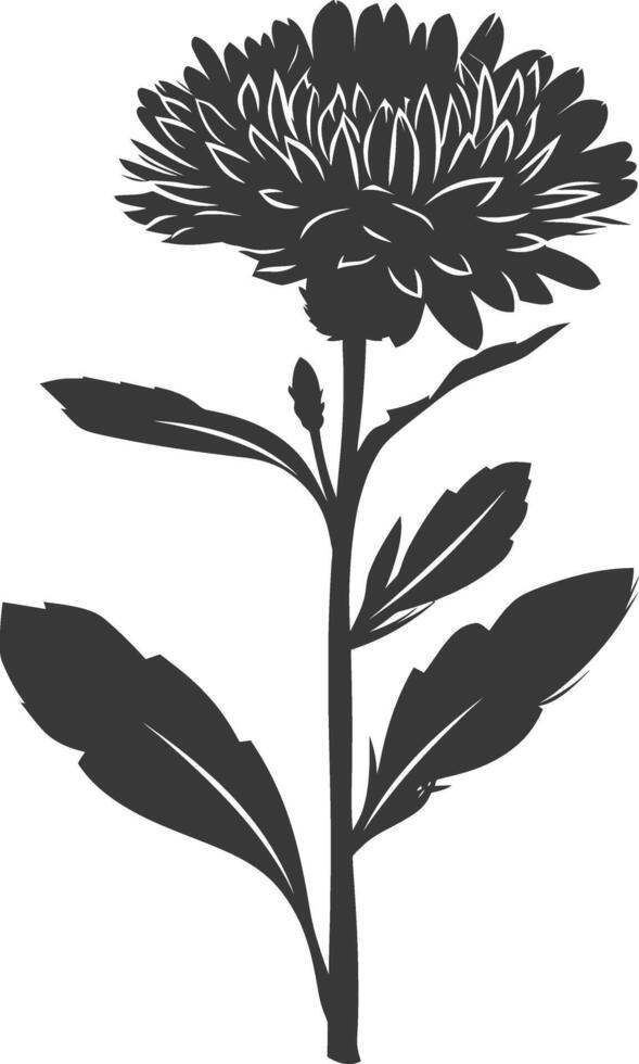 AI generated Silhouette aster flower black color only vector