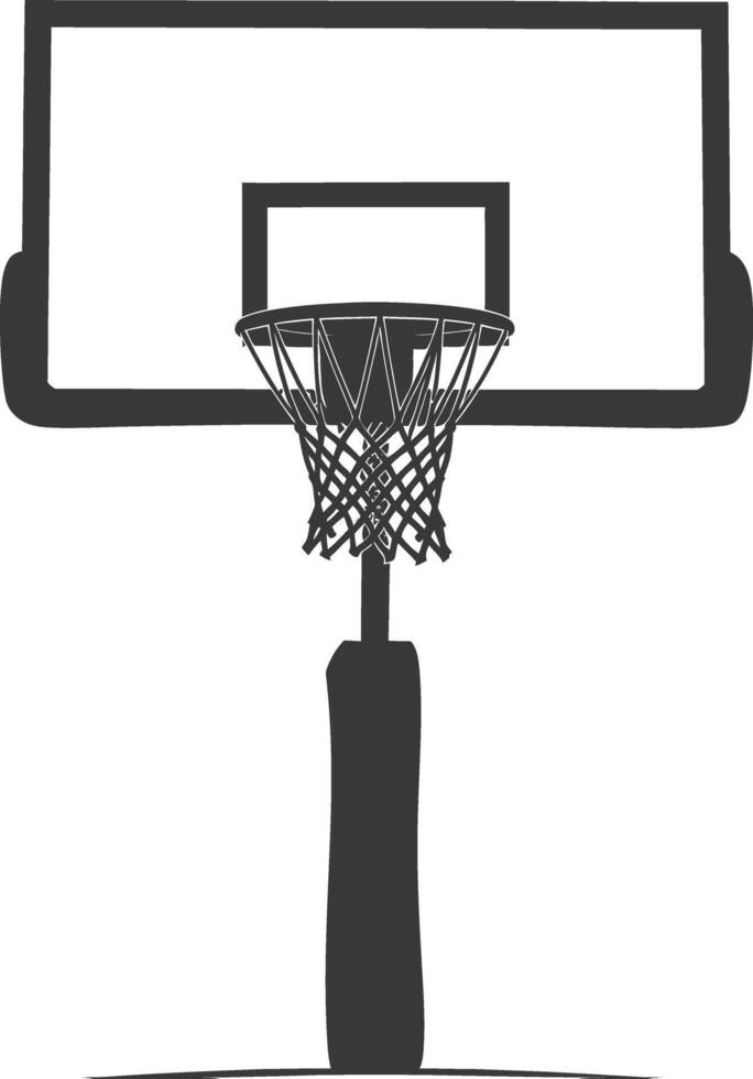 AI generated silhouette basketball ground hoop black color only vector