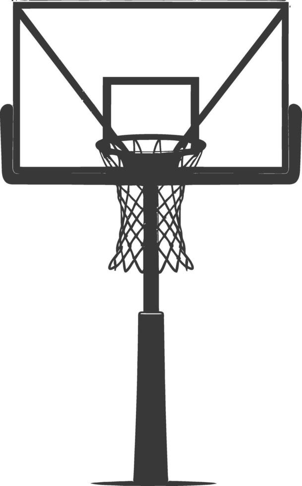 AI generated silhouette basketball ground hoop black color only vector