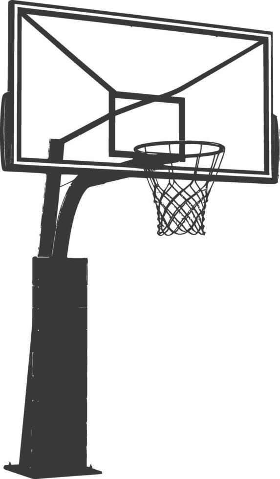 AI generated silhouette basketball ground hoop black color only vector