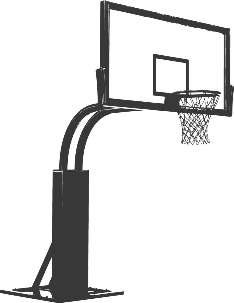 AI generated silhouette basketball ground hoop black color only vector