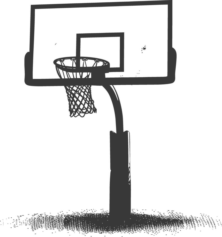 AI generated silhouette basketball ground hoop black color only vector