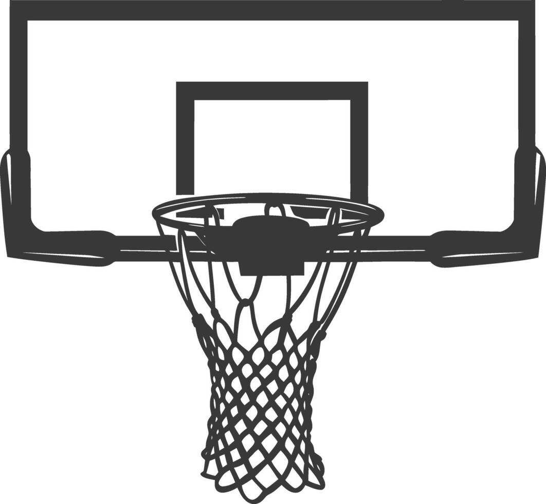 AI generated silhouette basketball hoop black color only vector