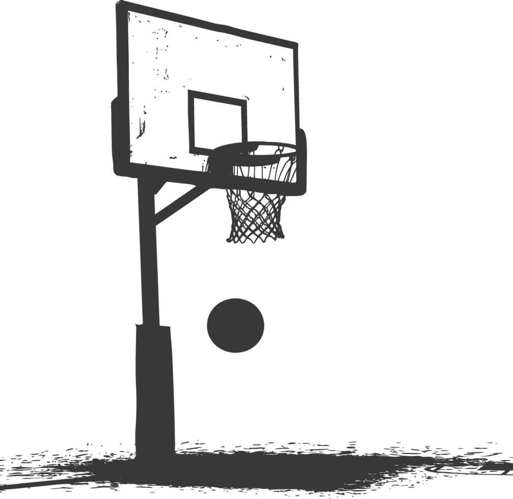 ai generado silueta baloncesto suelo aro negro color solamente vector