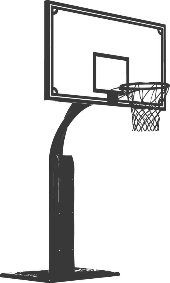 AI generated silhouette basketball ground hoop black color only vector