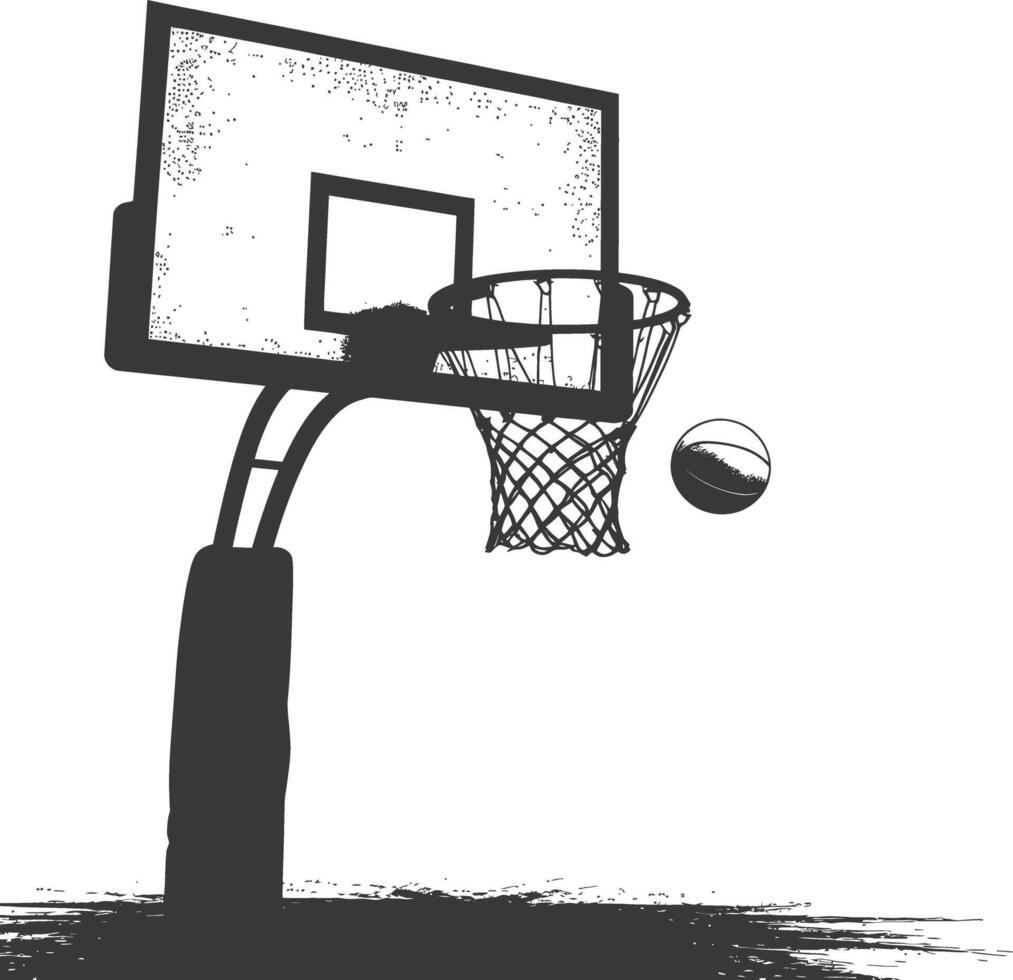 AI generated silhouette basketball ground hoop black color only vector