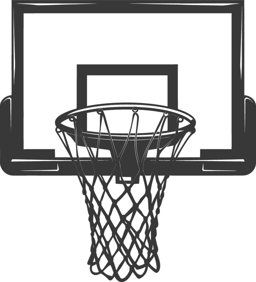 AI generated silhouette basketball hoop black color only vector