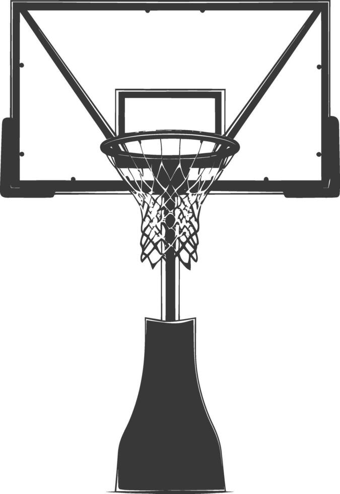 AI generated silhouette basketball ground hoop black color only vector