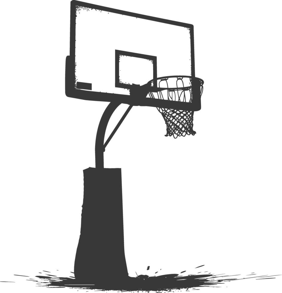 AI generated silhouette basketball ground hoop black color only vector