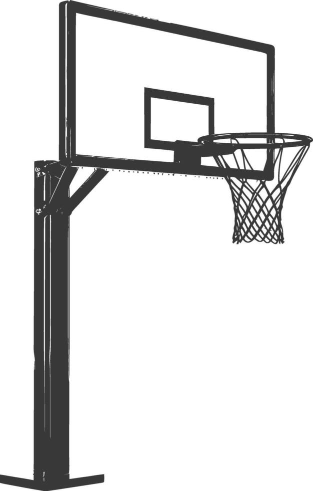 AI generated silhouette basketball ground hoop black color only vector