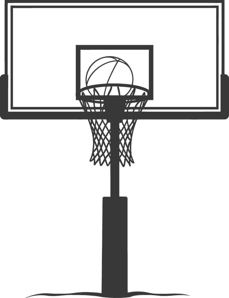 AI generated silhouette basketball ground hoop black color only vector