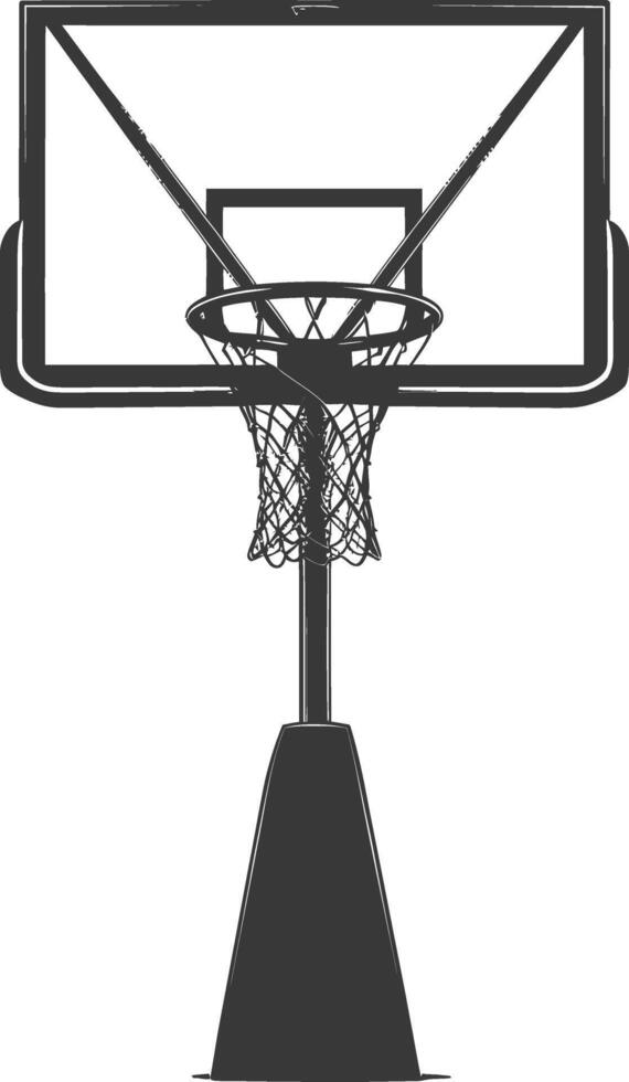 AI generated silhouette basketball ground hoop black color only vector