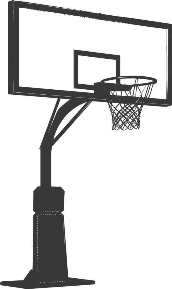 AI generated silhouette basketball ground hoop black color only vector