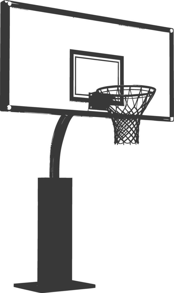 AI generated silhouette basketball ground hoop black color only vector