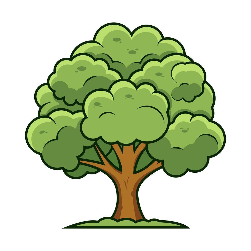 Tree Colorful Vector Flat Illustration. Perfect for different cards, textile, web sites, apps