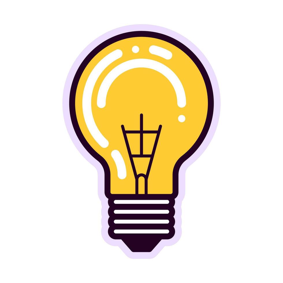 Yellow Light Bulb Colourful Isolated Flat Picture. Perfect for different cards, textile, web sites, apps vector