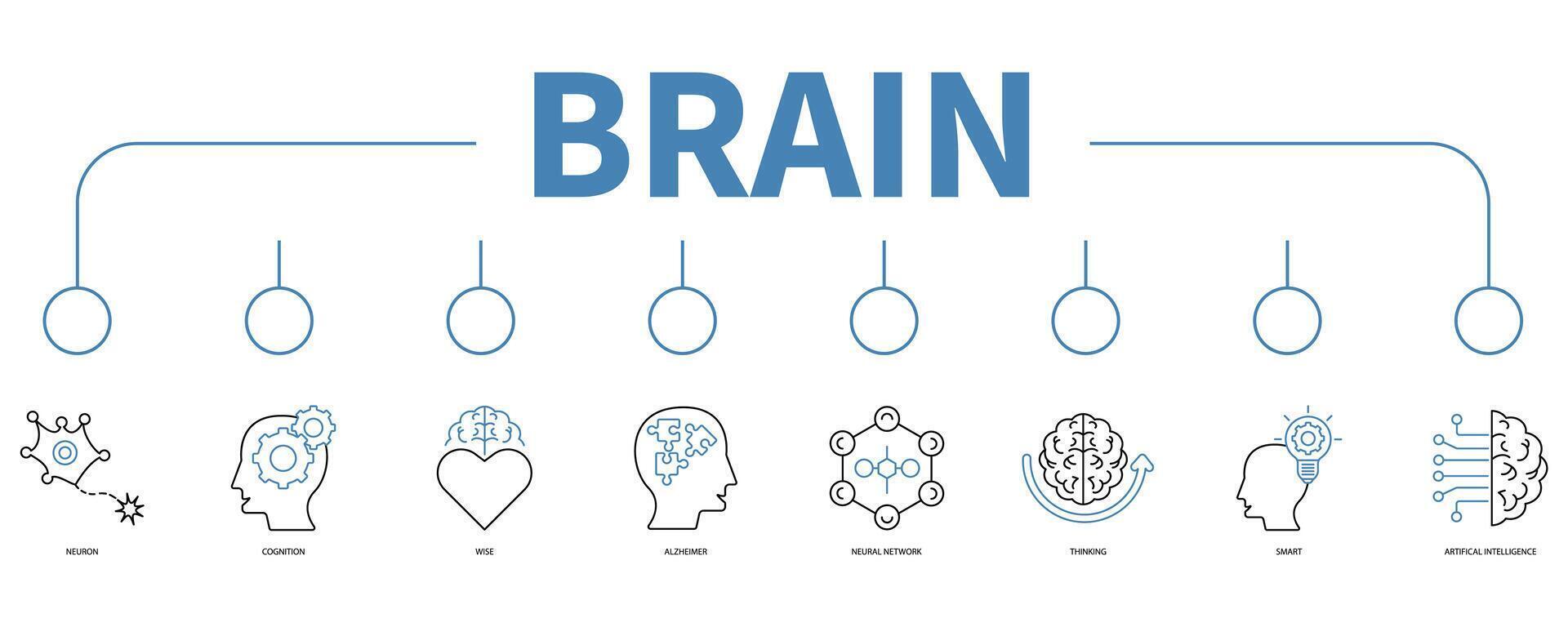 Brain banner web icon vector illustration concept