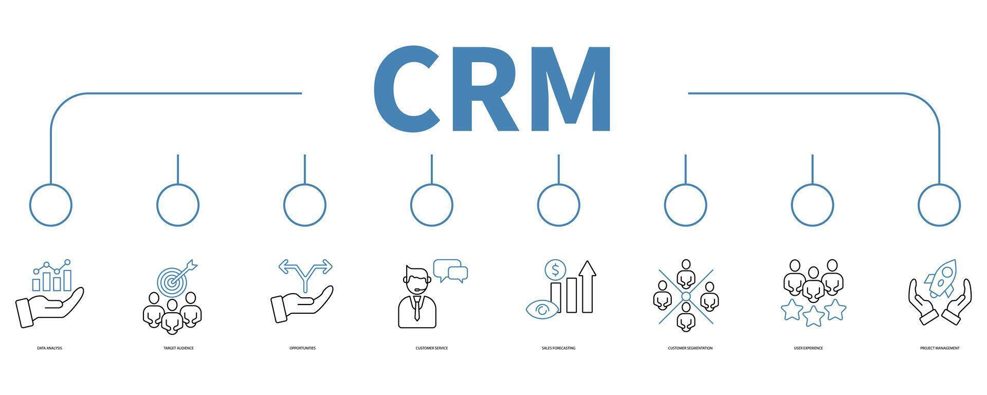 Customer relationship management banner web icon vector illustration concept