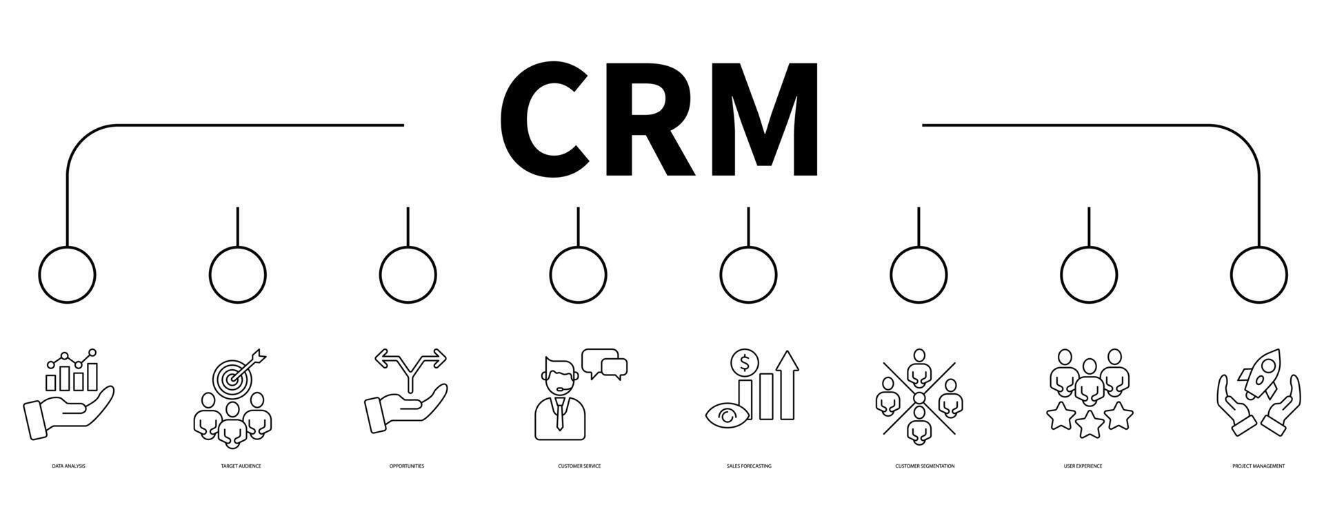 Customer relationship management banner web icon vector illustration concept