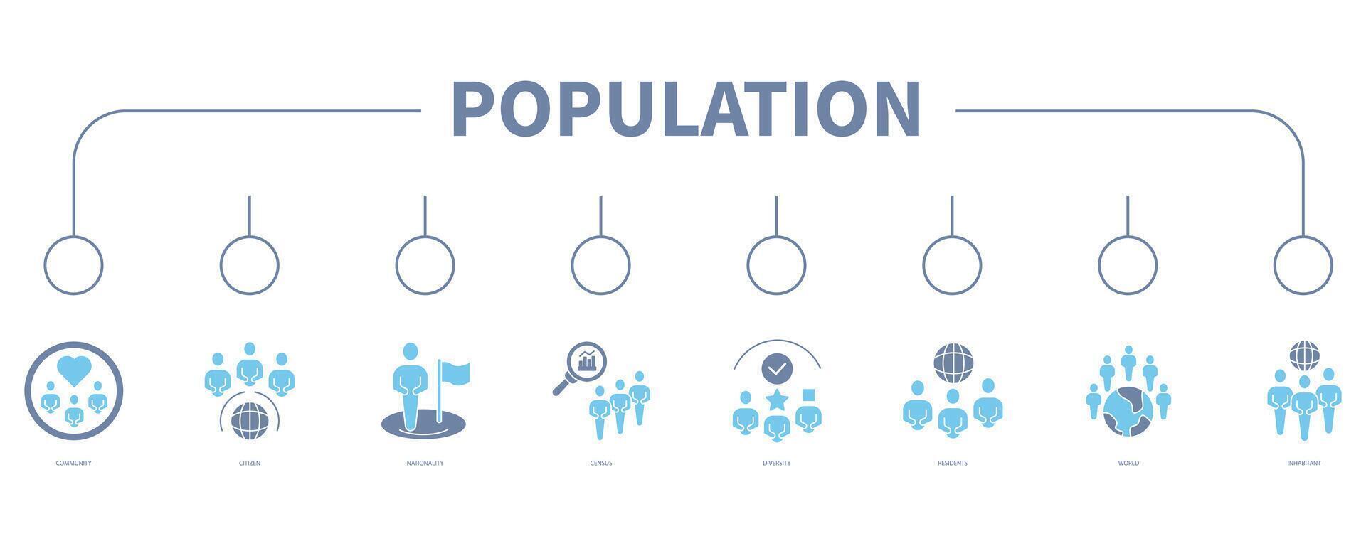 Population account banner web icon vector illustration concept