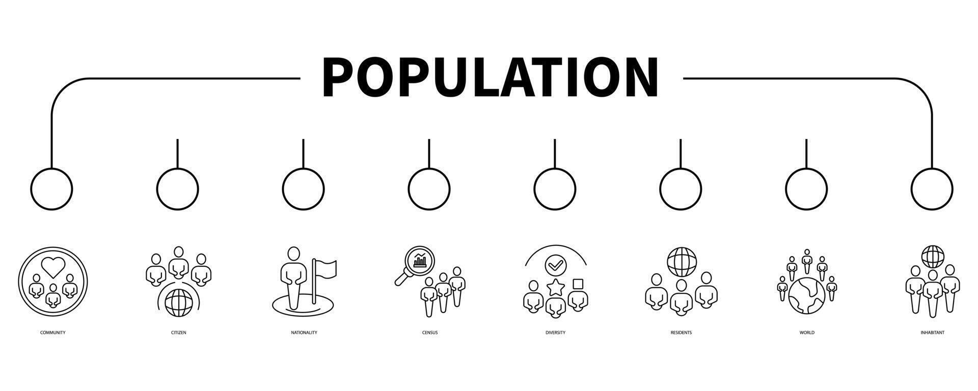 Population account banner web icon vector illustration concept