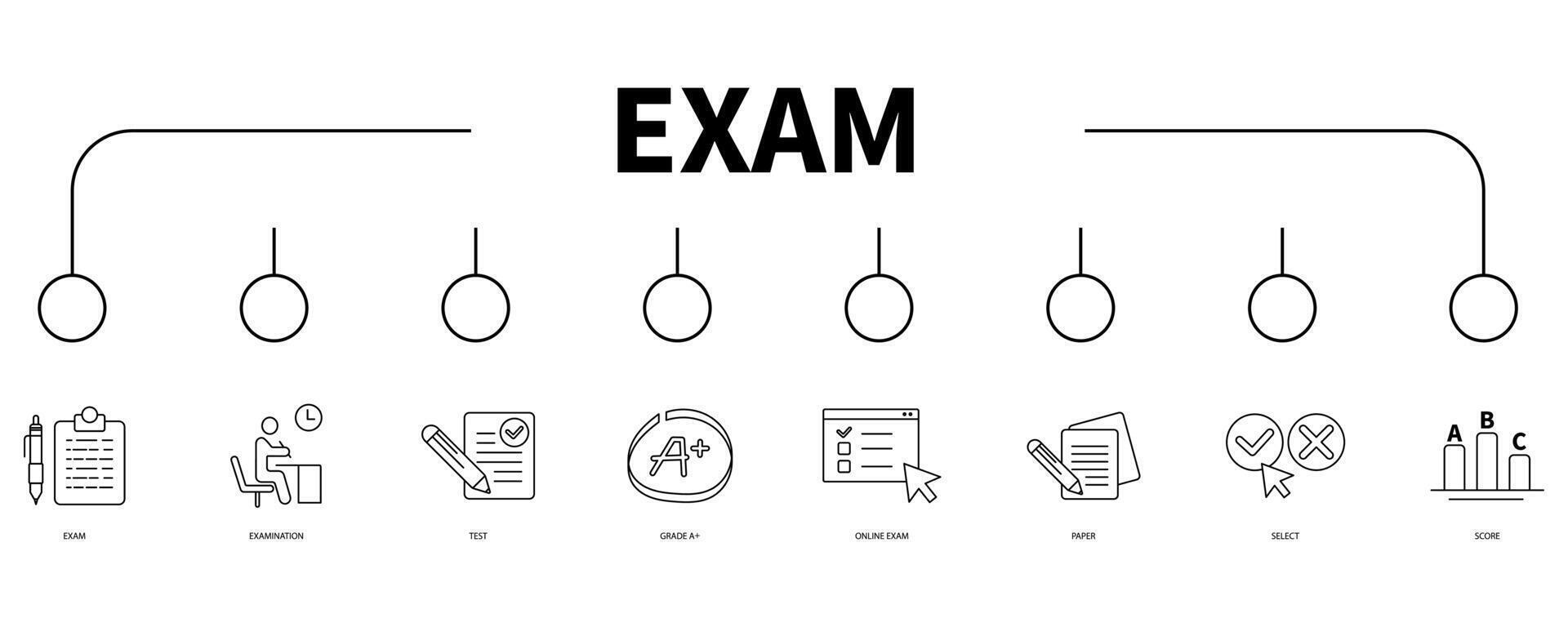 Exam banner web icon vector illustration concept