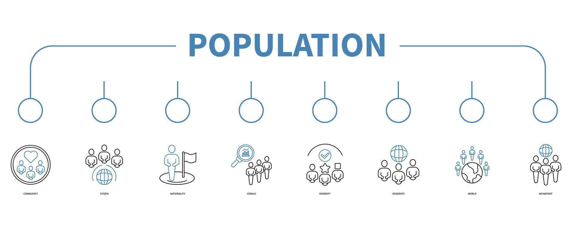 Population account banner web icon vector illustration concept