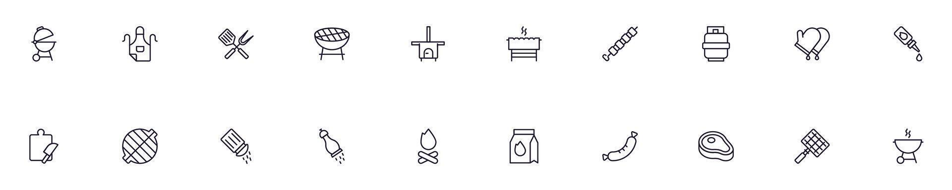 Barbecue modern web icons for infographics. Simple linear illustration for apps, sites, infographics vector