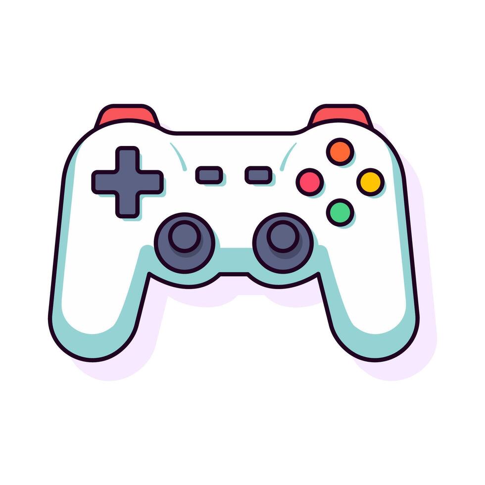 Gaming Joystick Vibrant Flat Picture. Perfect for different cards, textile, web sites, apps vector