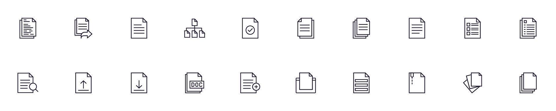 Document web outline symbols collection for stores, shops, banners, design vector