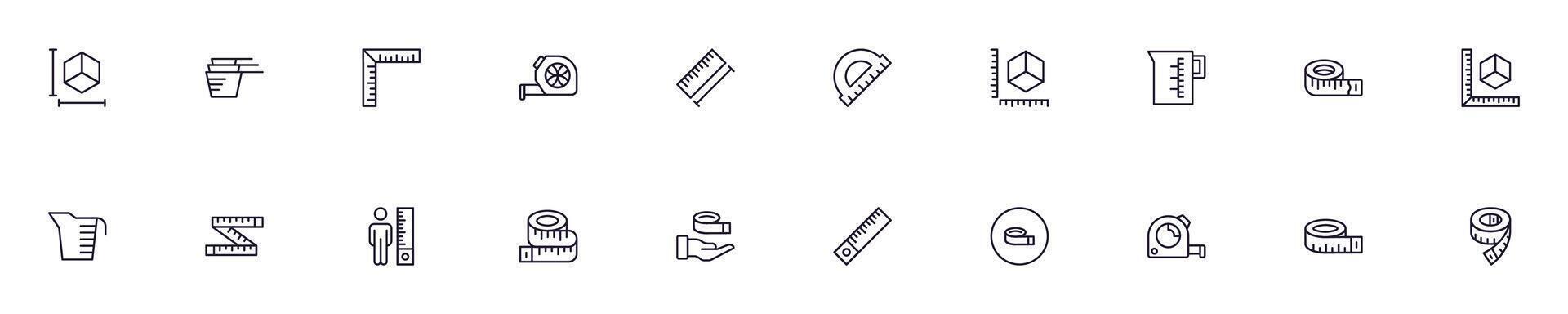 Measure vector pictogram collection. Simple linear illustration that can be used as a design element for apps and websites