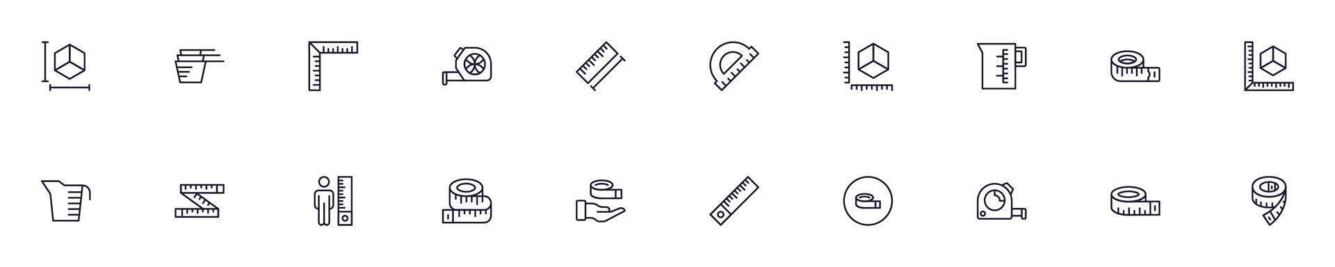 Measure vector pictogram collection. Simple linear illustration that can be used as a design element for apps and websites