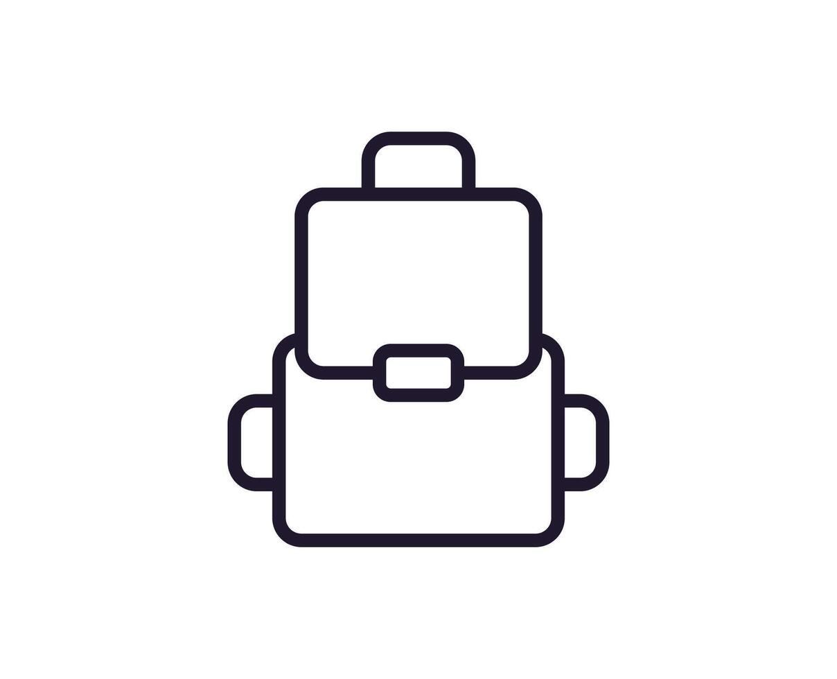 icono de línea de mochila sobre fondo blanco vector