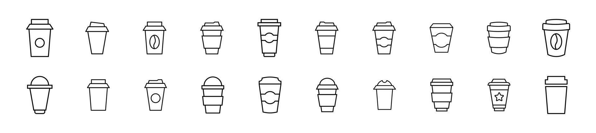 Coffee vector images drawn with thin line. Editable stroke. Simple linear illustration for web sites, newspapers, articles book