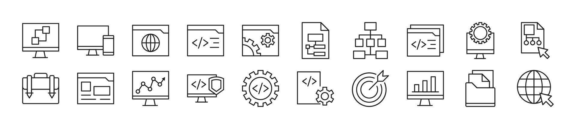 haz de lineal símbolos de programación. editable ataque. lineal símbolo para web sitios, periódicos, artículos libro vector