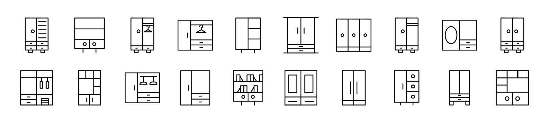 Wardrobe Line Icons collection. Editable stroke. Simple linear illustration for web sites, newspapers, articles book vector
