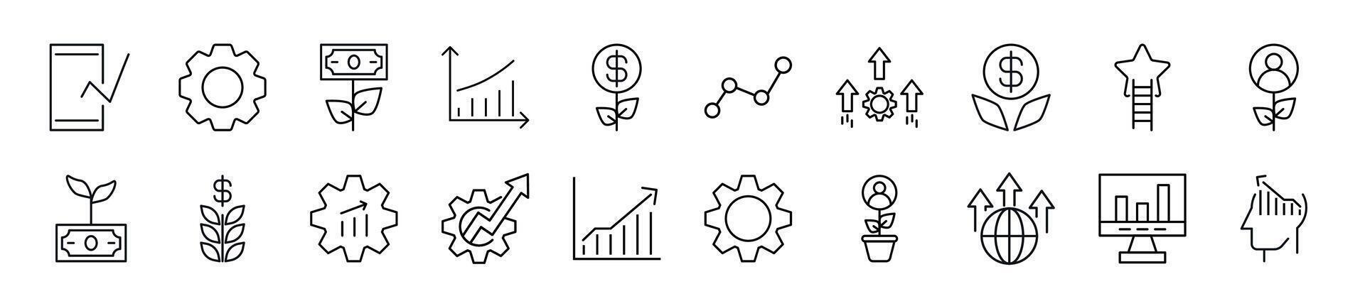 Business Line Icons collection. Editable stroke. Simple linear illustration for web sites, newspapers, articles book vector