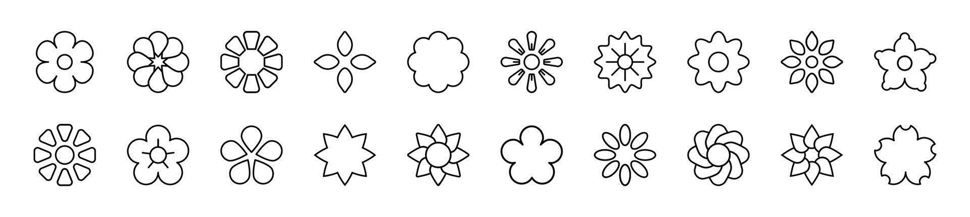 Collection of thin signs of flower. Editable stroke. Simple linear illustration for stores, shops, banners, design vector